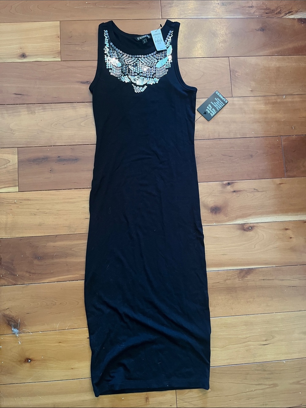 Express Black Maxi Dress with Silver Beaded Neckline